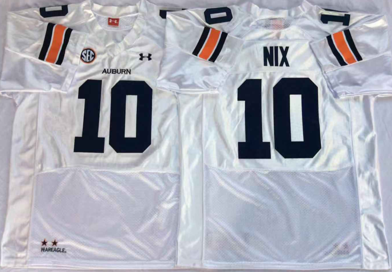 NCAA Men Auburn Tigers White 10 NIX